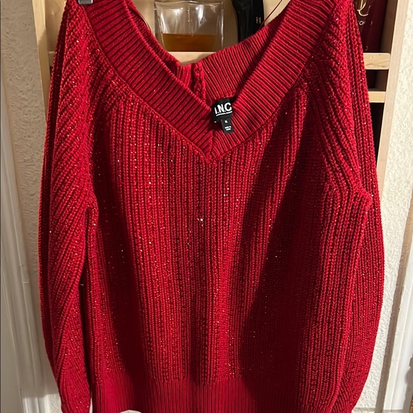INC International Concepts Sweaters - INC International Concepts Women's V-Neck Red Sweater